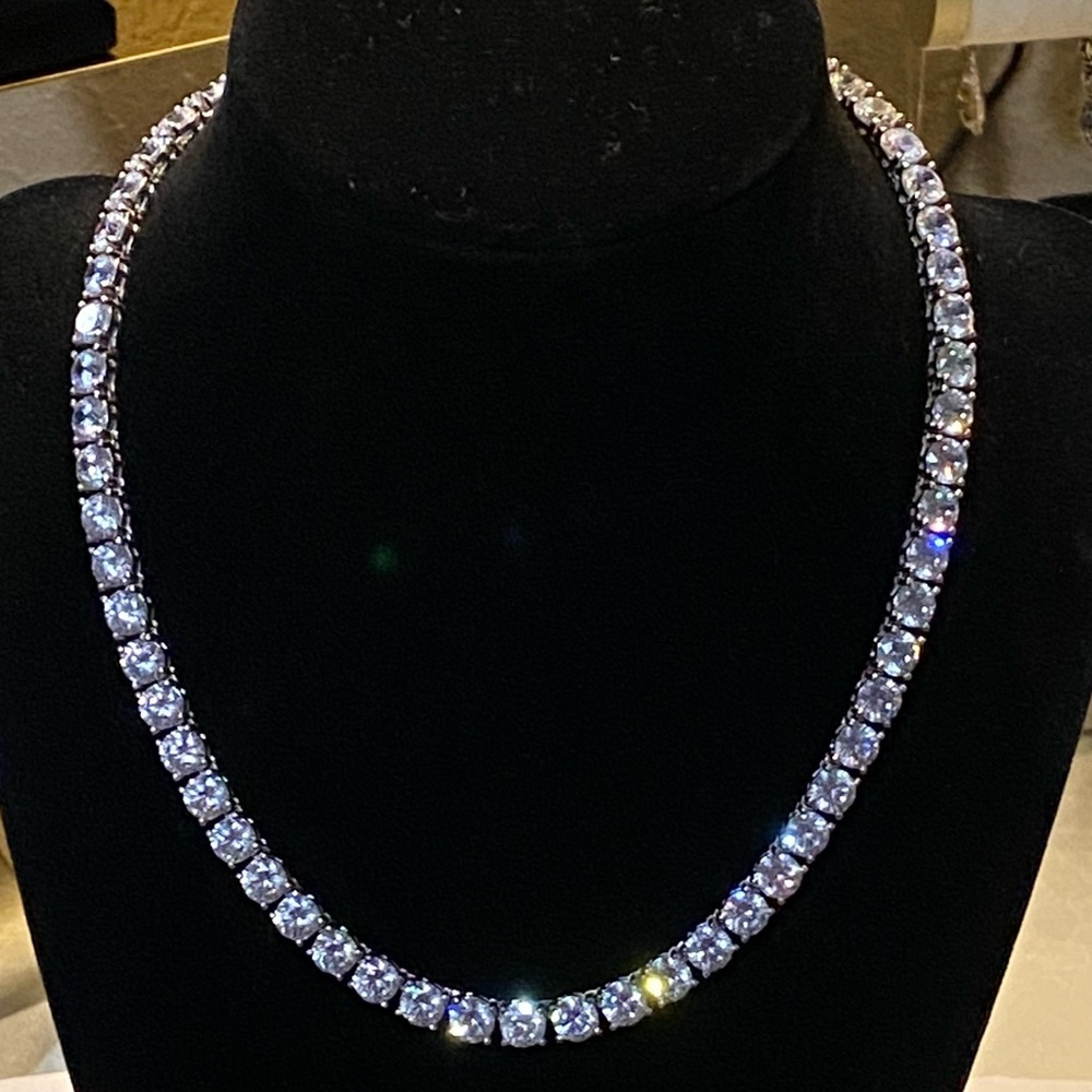 22ct Moissanite & Solid Sterling Silver Tennis Necklace 8mm